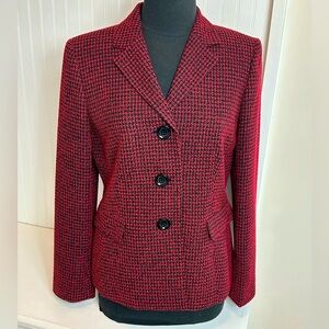 Women's Red Houndstooth Blazer by Evan-Picone